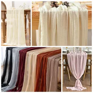 2/4/5-piece rectangular organza table runner with bohemian lace trim, 120 inches long – perfect for rustic wedding decorations, party table settings and Easter centrepieces