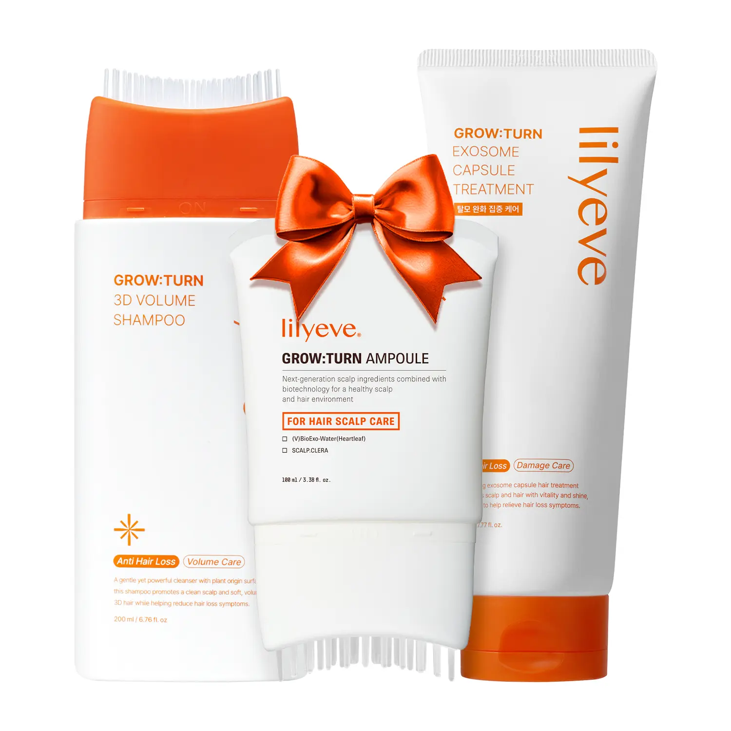 [LILYEVE] GROWTURN Hair Growth Set | Hair Growth Serum, 3D Volume Brush Shampoo & Capsule Treatment for Hair Thickening & Scalp Care Deep Repair Conditioner Conditioner Haircare Repairing