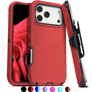 Heavy Duty Shockproof Holster Case for Apple iPhone 17 17e Air 16e 16 15 Plus 14 13 12 Mini 11 Pro Max Cover with Belt Clip