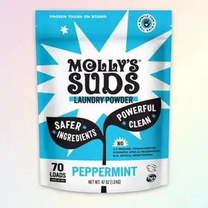 Molly's Suds Peppermint Laundry Powder 47oz - Natural Laundry Detergent, Peppermint Scent