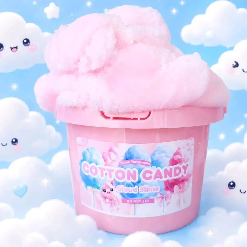Cotton Candy Cloud Fluff Slime - 10 oz Bucket + Surprise Squishy - Non-Sticky - Sensory - Made in USA