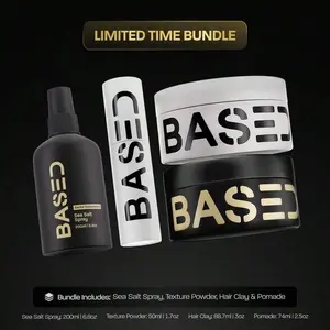 BASED Ultimate Straight/Wavy Hair Styling Bundle| Texture Powder, Clay, Pomade, Sea Salt| BASED Bodyworks| Premium