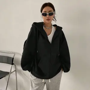 Zip Up Hoodie Vintage Washed Hoodies Streetwear Hooded Sweatshirts Jackets Unisex zip up hoodie， Menswear Soft Casual Stylish Tops Plain Long Sleeve Black Womenswear