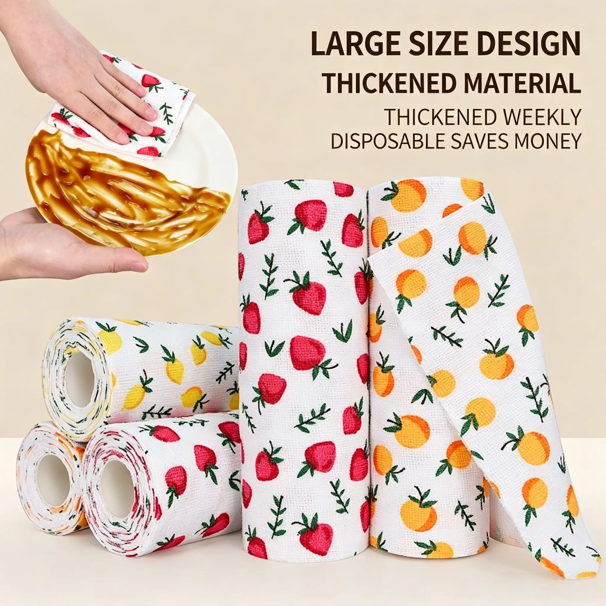 Hand-Tearable Disposable Kitchen Cleaning Cloths - Tear-and-Wipe, Water Absorbent, Oil-Resistant, Lint-Free, Easy Wiping, Wet & Dry Use, Ideal for Weekly Cleaning (Kitchen Cleaning Towels, Dishwashing Cloth)