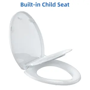 19 Inch Elongated Toilet Seat, Soft Close Lid with Quick Release Design, Fits Most Elongated Toilets, Quick Attach Hardware and Grip Tight Bumpers, Easy Install Clean, White