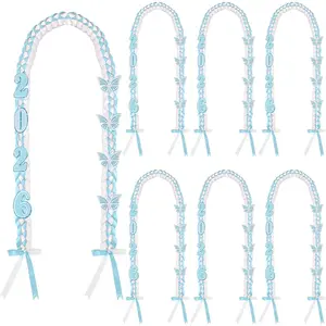 6 Pack Graduation Lei 2026 Graduation Ribbon Leis 60 Inch Braided Necklace with  Butterfly  Congrats Graduates Cords for   Party (Dusty Blue,Basic Number)