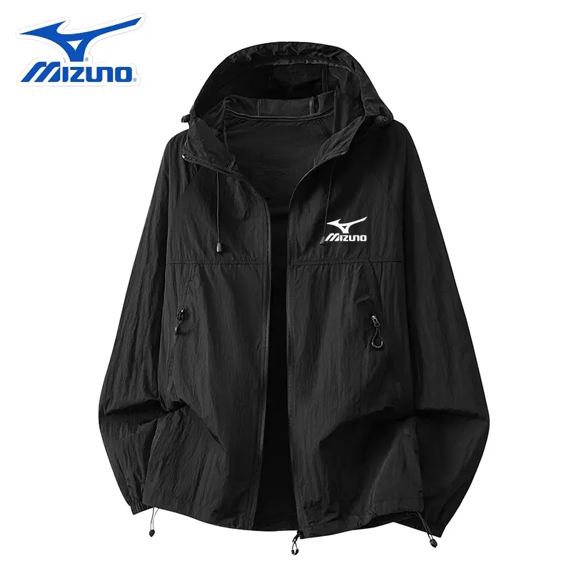 Mizuno Full-Zip Hooded Sun Protection Windbreaker - UPF Hiking Camping Clothes, Full Sleeve Tops for Outdoor Sports & Daily Wear