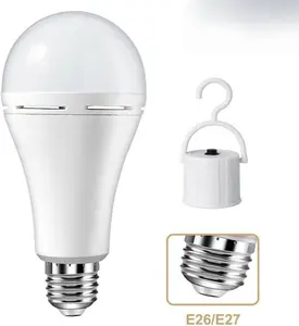 Emergency-Rechargeable-Light-Bulb, Stay Lights Up When Power Failure, 12W Equivalent LED Light Bulbs for Home, Camping, Tent (with Hook)