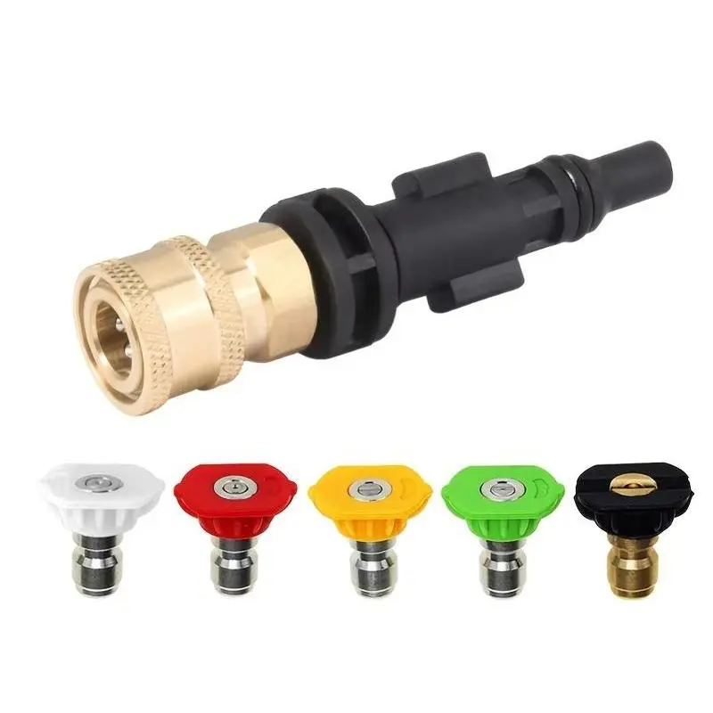 High Pressure Washing Tool Quick Connect Adapter, 1/4 Quick Connect with 5 Color Nozzles, Suitable for LAVOR/Sterwins/Parkside/Vevor Models, Garden Hose Connector, Water Hose Adapter