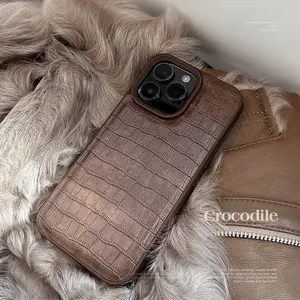Luxury Fashion Retro Crocodile Imitation leather Texture Protective Phone Case Cover Suitable for iPhone 17 Pro 11 12 13 14 15 16 Pro Max