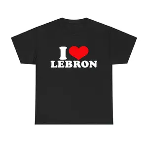 I Love Lebron, I Heart Lebron Graphic Letter T-Shirt, Unisex Streetwear Top for Men and Women, Casual Trendy Shortsleeve T-Shirt