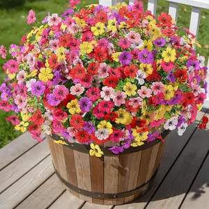24 Bundles UV-Resistant Silk Faux Daisy Artificial Flowers, Decorative Outdoor Ornaments, Fake Plastic Plants for Spring Home Decoration
