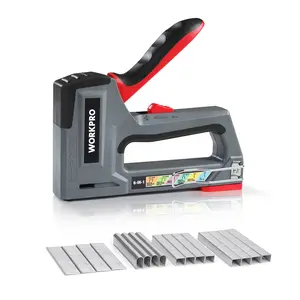 #JumpstartSale WORKPRO Stapler, 6-in-1, Manual Brad Nailer with 4000-Count Staples, Upholstery Stapler for Fixing Material, Decoration, Carpentry, Furniture, Doors and Windows
