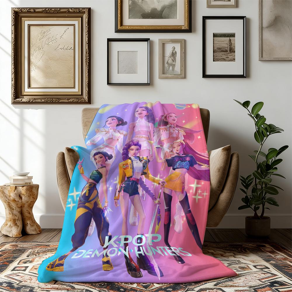 Countdown Sale! Huntrix x K-Pop Demon Hunters | Soft Flannel Blanket for Sofa, Bed & Office | Perfect Gift for K-pop & Anime Lovers cozy flannel blanket A gift suitable for fans, friends and children Suitable for all four seasons