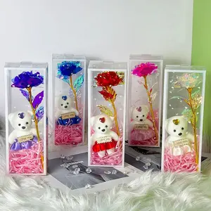 Artificial Flower with Gift Box, 1 Count Cute Bear-Design Flower, Decorative Flower for Home, Party, Wedding and Anniversary