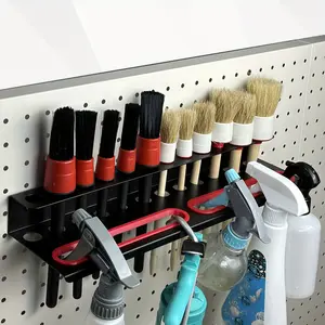 Wall-Mounted Car Detailing Brush Holder - Durable Heavy Duty metal storage rack for spray bottles and cleaning tools, space-saving, car detailing, garage accessories, practical rack, easy-to-install garage accessory, Tool Holders, Tool Storage Organizer