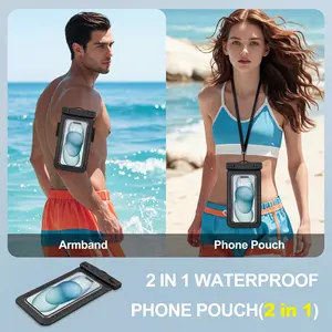 【2026 Upgraded】Waterproof Phone Pouch Dry Bag Case with Arm Strap & Lanyard, Touch Screen Compatible, Fits iPhone & Android Up to 7.0", Secure Lock Seal for Swimming, Boating, Travel