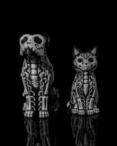 3D-Printed Calavera Cat & Dog Figurines – Día de los Muertos Altar Decor