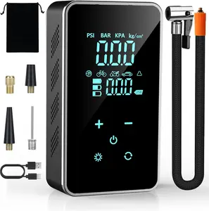 Tire Inflator Portable Air Compressor, 150PSI Tire Inflator with Pressure Gauge, with Digital Gauge, Touchscreen Auto Shut-Off，3X Faster Air Pump for Car, Blike, Motorcycle, Ball and More，LED Light for Car emergency