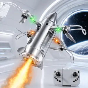 RC Dragon StarShip Flying Rocket Toy, Remote Control Drone Style Aircraft with LED Lights, Spray Mist Effect and Easy Indoor Outdoor Play