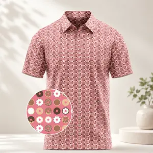 [Polo Shirt 2026] Glazed Over Men’s Golf Polo Shirt – Pink Donut Print Performance Polo