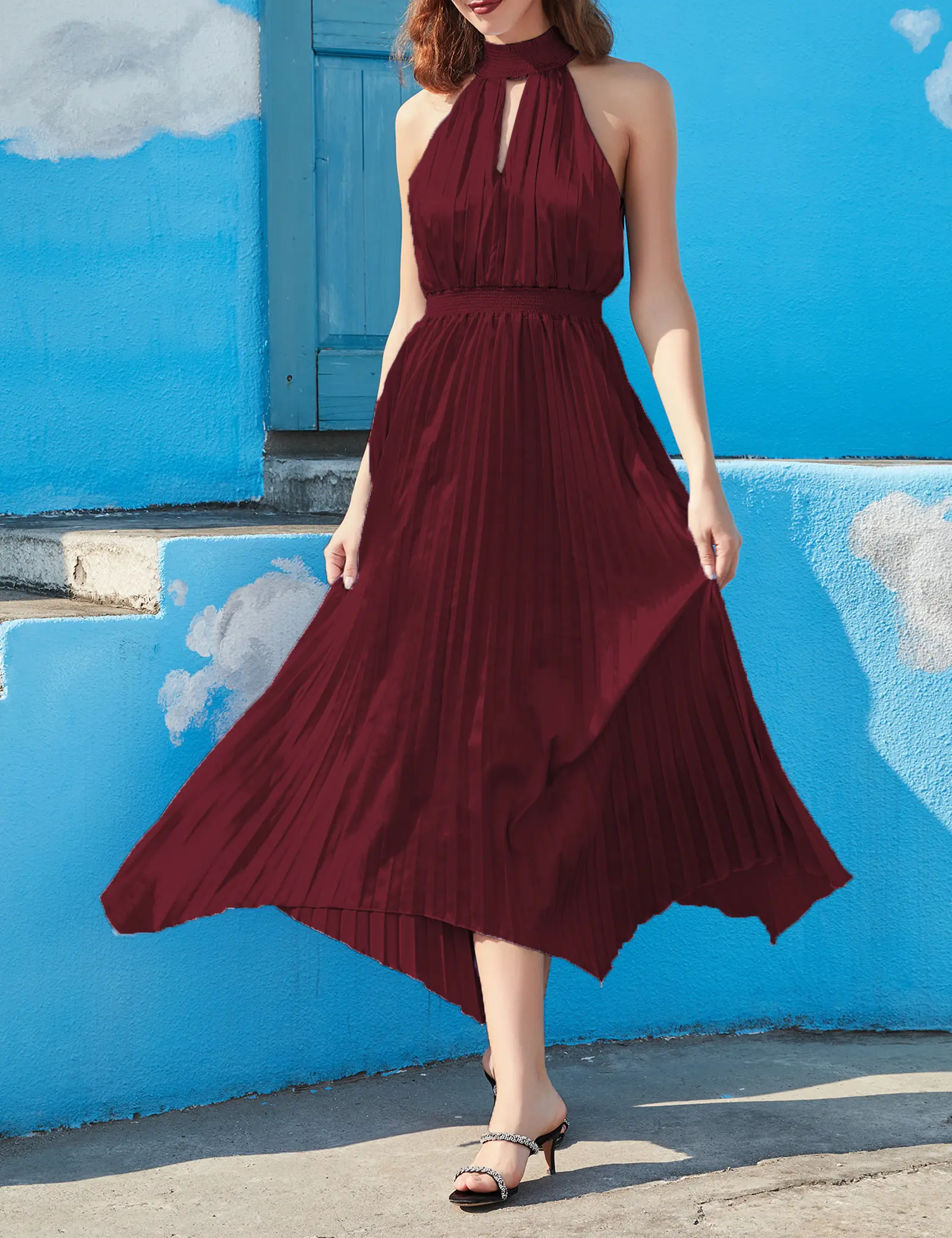 Elegant and high-end dress with a feminine design sense, elastic fit