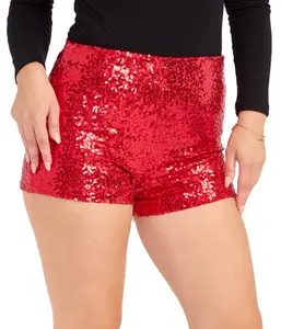 Women's Red Sequin Shorts