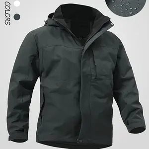 Men's Tactical Hoodie Jacket - Durable Waterproof Polyester Fall/Winter Coat | Casual Zip-Up Flight Jacket with Multiple Pockets