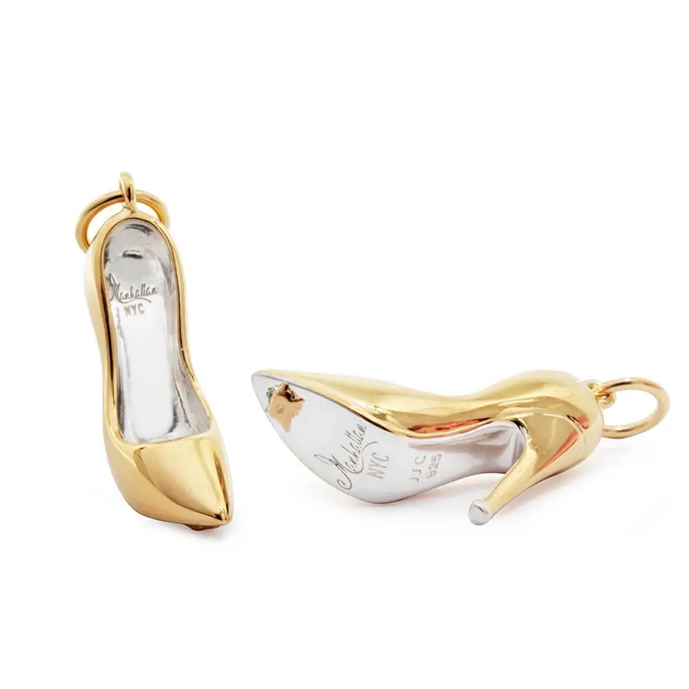 Manhattan New York Stiletto Shoe Charm, Gold