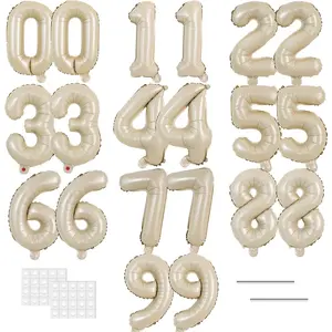 Number Balloons 16 Inch Caramel 2 Set 0-9 Number Mylar Foil Balloons 20 Pcs Custom digitalal for 2026 New Year Eve Birthday Party Engagement Graduations Anniversary Shower Decor