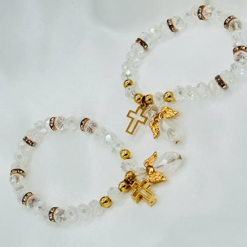 12pcs Baptism Favor Luminous Jesus Bracelets, Recuerdos Para Bautizo with Free Party Bags, Luminous Bracelets, Jesus Bracelet