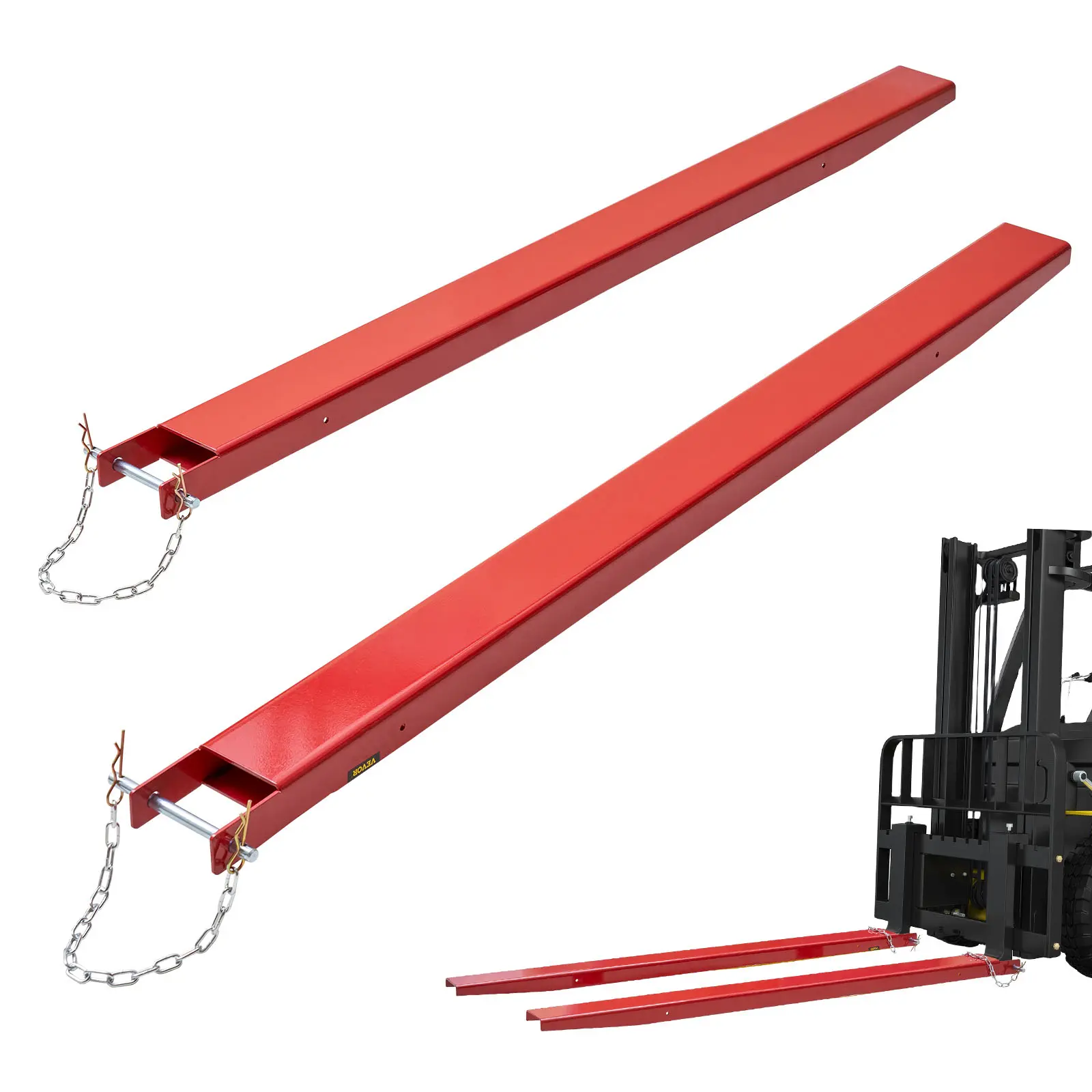 【Summerfinds】VEVOR Pallet Fork Extensions 72" Length 4.5" WidthHeavy Duty Carbon Steel Fork Extensions for Forklifts1 Pair Forklift Extensions with PinsForklift Fork Attachments for Forklift TruckRed