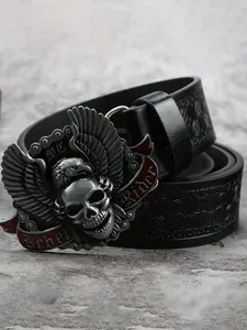 Vintage Gothic Skull Angel Buckle Belt for Men, Punk Style Streetwear, Versatile and Stylish Casual Pants Belt, Punk Fashion Belt