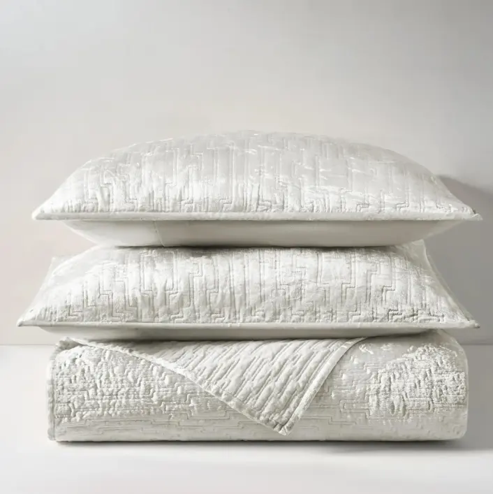 Z Gallerie Glam Velvet Queen Bedding Set - Cloud Color, Decorative Bedding Set, Queen Bedding Sets