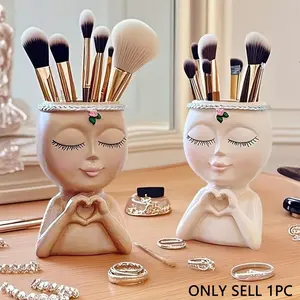 1 piece/Luxurious modern creative half-body storage brush bucket for women, desktop organizer, storage tool for cosmetics, Cosmetic Storage Box, and bathroom accessories, ideal gift, festival gift, birthday gift