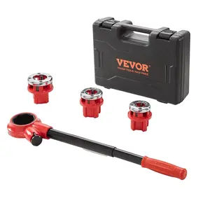 VEVOR Ratchet Pipe Threader Kit, 1/2" NPT, 3/4" NPT, 1" NPT Manual Ratcheting Pipe Threader, Portable Pipe Threading Tool Set with 3PCS NPT Dies, Storage Case for Galvanized Aluminum Iron Copper Pipe
