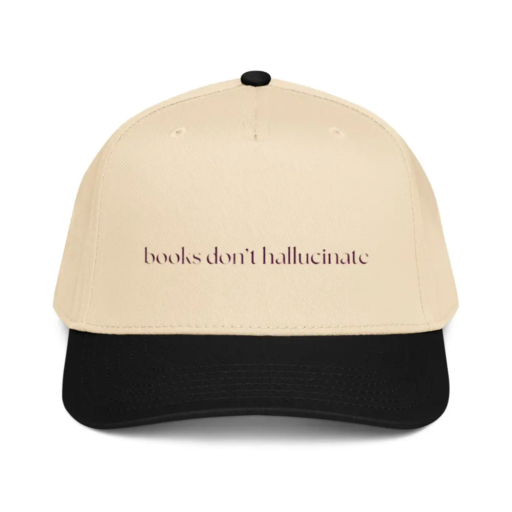 Books Don't Hallucinate Camp Hat, Anti AI Reader Cap, Bookish Gift
