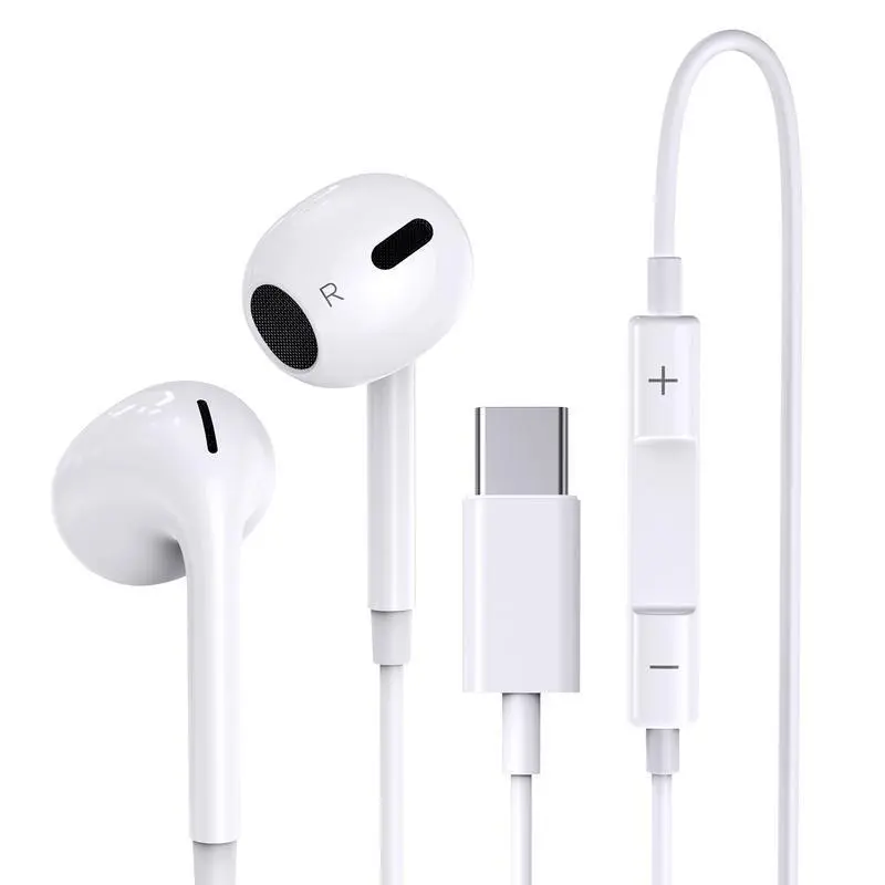 USB-C Headphones with Mic & Volume Control- HiFiStereo Earbuds for iPhone 1717 Pro/16/15, Samsung S25/S24/S23, Pixel 10/9, OnePlus & USB-C Phones