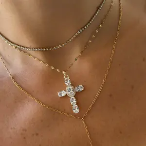 EVRY JEWELS Gold or Silver Plated Stainless Steel Women's Hypoallergenic Cross Necklaces