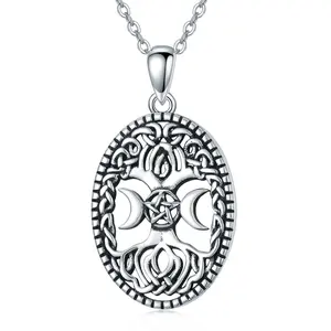 Hecate Triple Moon Goddess Necklace for Women Gir, 925 Sterling Silver Magic Amulet Pendant Necklace JEWELRY Gift for Her