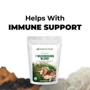 Z Natural Foods - Organic 7 Mushrooms Blend - Lion’s Mane, Cordyceps, Chaga, Red Reishi, Shiitake, Maitake, and Turkey Tail Mushrooms for Health & Vitality
