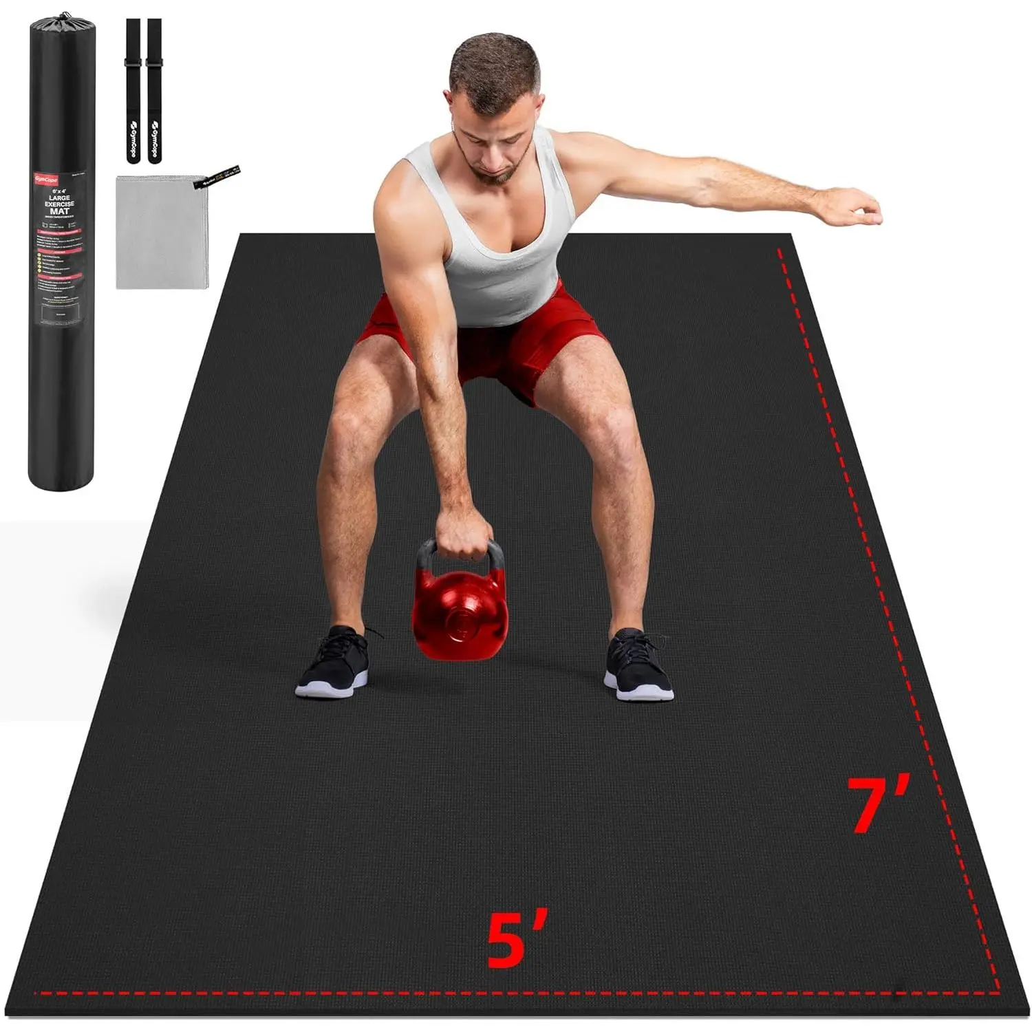 Exercise Mat, 10'x6'/9'x6'/8'x6'/7'x5'/6'x4' (8mm/10mm) Thick Workout Mat for Home Gym Flooring, Garage, Shoe-Friendly, High-Density, MMA, HIIT, Weight Lifting, Cardio&Strength