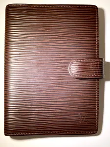 Pre-owned Louis Vuitton Leather Small Leather Goods Brown Epi Small Agenda Booklet