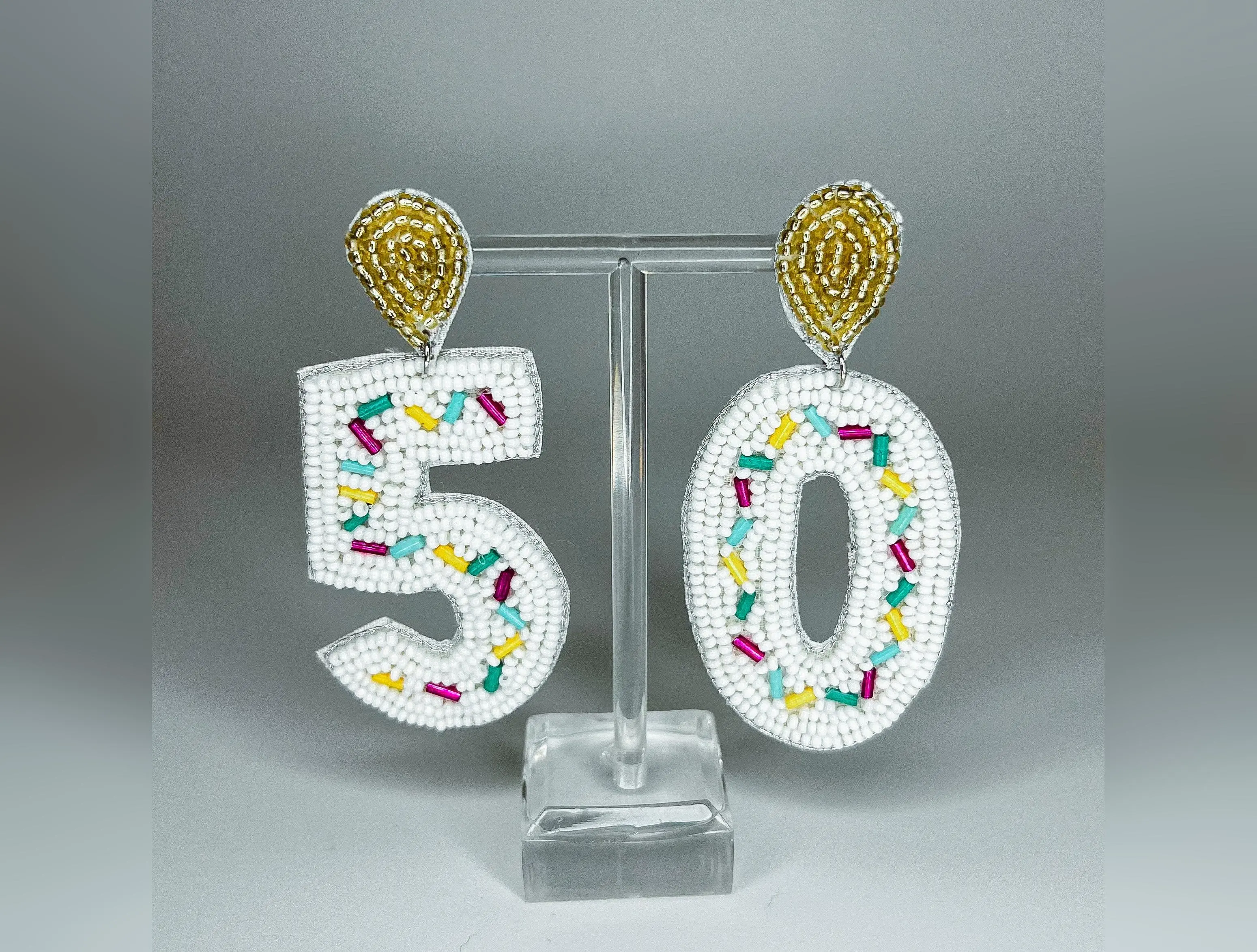 50th Birthday Cake Earrings OMD