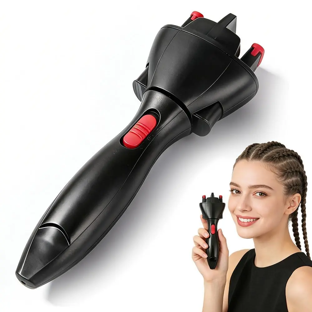 Battery-Powered 3-Strand Automatic Hair Braider, 1-Button Quick Twist Styling Tool for Youth & Children, Time-Saving Personal Care Appliance for DIY Hairstyling