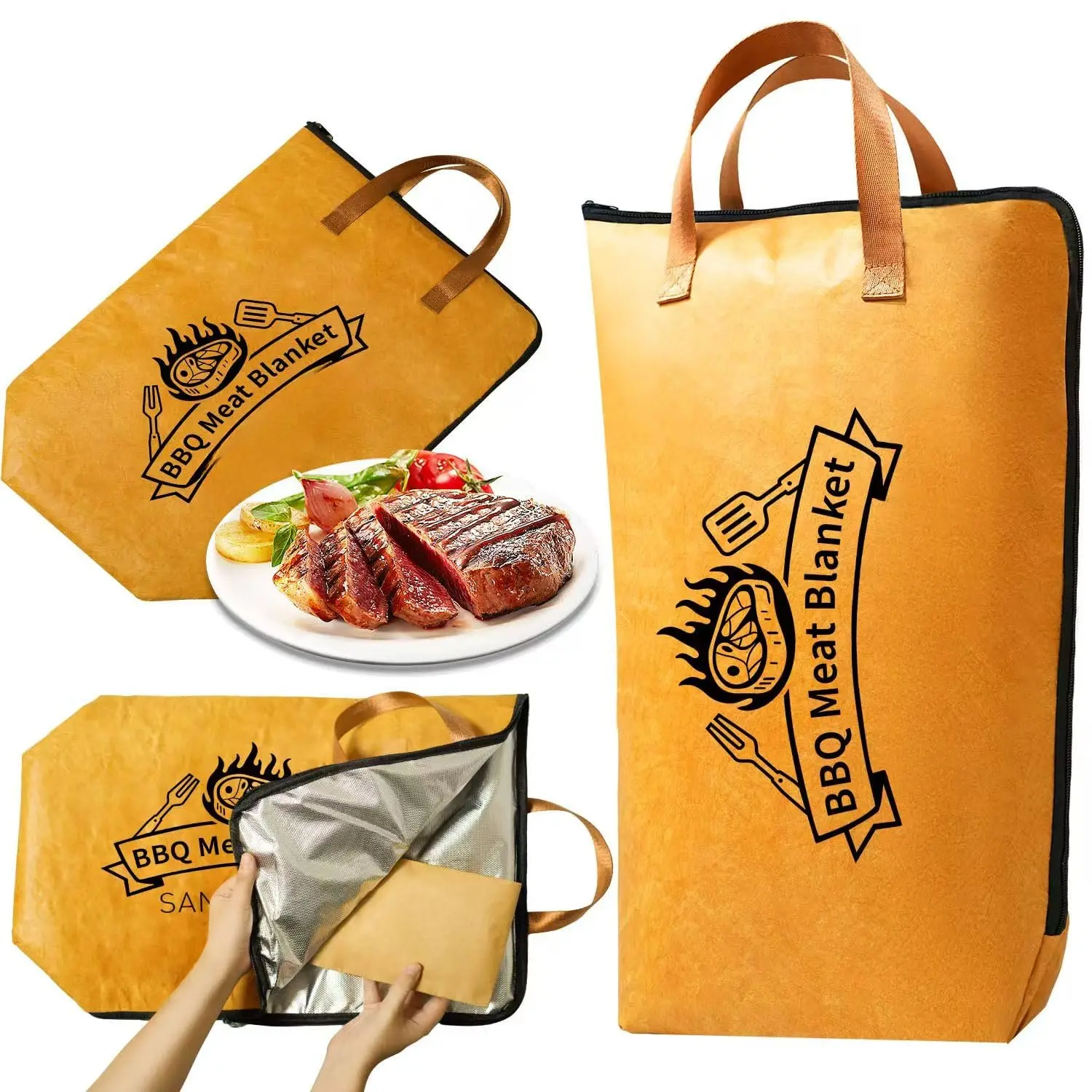BBQ Blanket for Resting Meat, Insulated Thermal Bag with Leak-Proof Base | Wide Mouth 5-Layer Heat Retention Blanket for Turkey, Pork  & Beef | Christmas Gifts for Men, Dad, Grill Lovers (21 Inch)