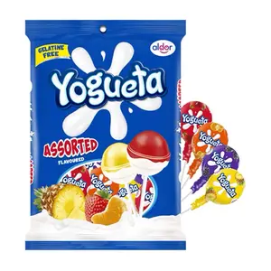 Aldor Yogueta Surtido - Assorted Fruit & Yogurt Flavored Lollipops - Bag with 24 Assorted Flavors - Sweet, Candy easter day