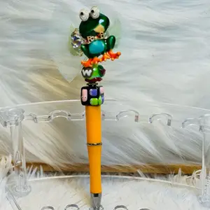 Fancy Beadable Pen With Frog Topper