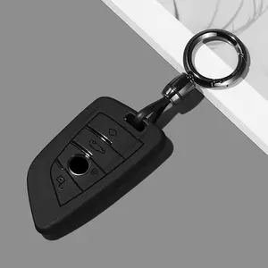 for BMW Key Fob Cover with Leather Keychain,for BMW 2 5 6 7 Series X1 X2 X3 X5 X6 X7 Premium Soft TPU Key Fob Holder