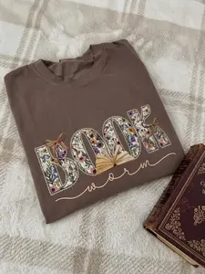 Comfort Colors Comfort Colors Boho Wildflower Bookworm Tee, Floral Bow Bookish T Shirt, Book Lover Gift, Reader Tee, Bookworm Shirt, Aesthetic Bookish Tee